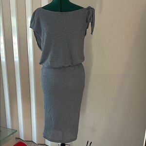 Off the shoulder Blue/Gray Knit Dress